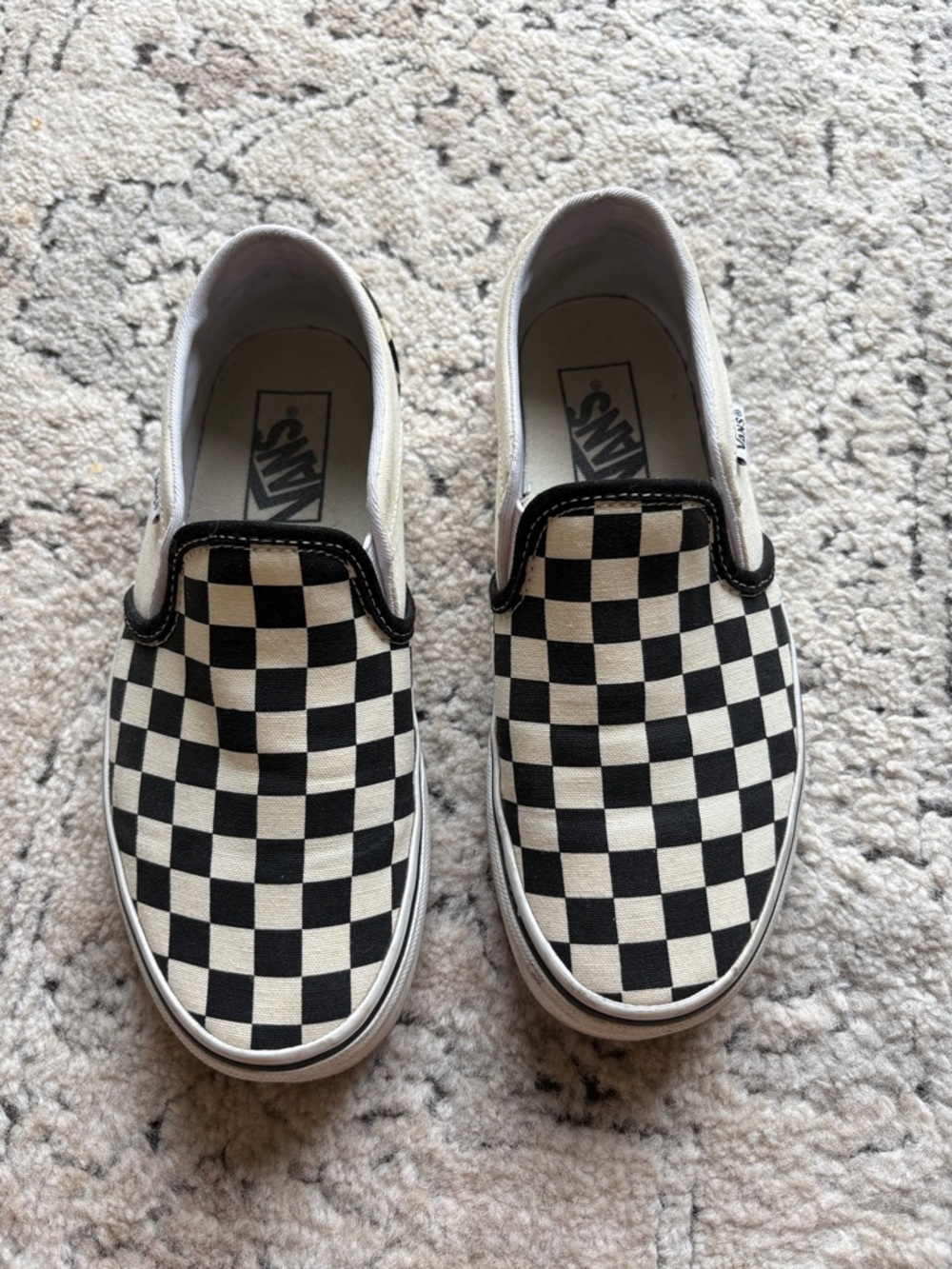 Women’s Vans Classic Slip-On Checkerboard Sneakers - Black & White